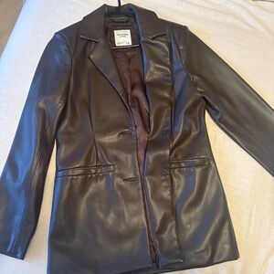 Abercrombie & Fitch Dark Brown Leather Blazer